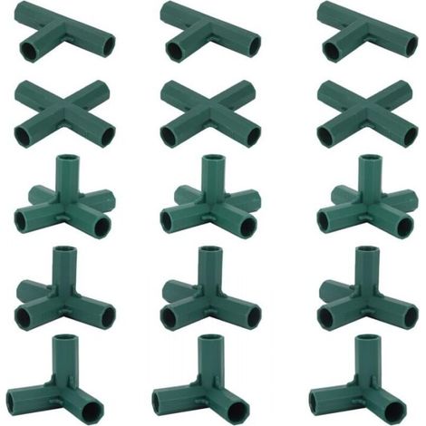 15 Stück Gewächshausrahmen-Verbindungsstücke, Gartenrahmen-Eckverbindungen, 16 mm Spiralstange, 5 Typen, stabile und langlebige Gewächshausstütze, FLITI (1/4)