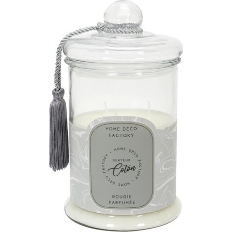 Bougie Parfumée en Verre "Bonbonnière" 29cm Coton (1/3)