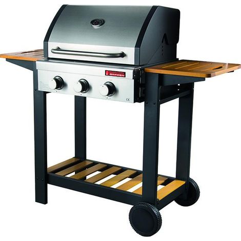 Barbecue Sandrigarden au gaz Océanie, 3 feux en acier/bois, 10,8 kW (1/3)