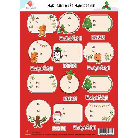 Pegatinas de regalo de Navidad tamaño A4