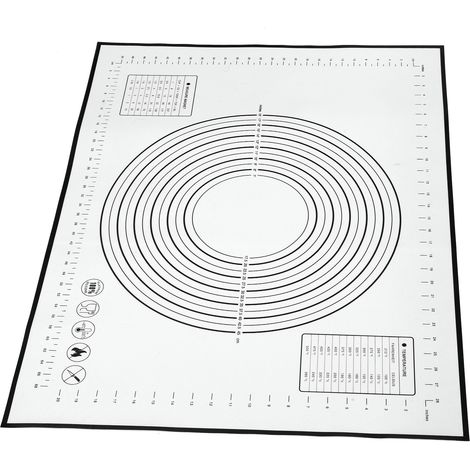 Tapis de pâtisserie en silicone noir 80x60 cm, plan de travail antiadhésif pour pétrir et étaler la pâte, grande surface de cuisson (1/5)