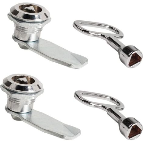 2 Ensembles Verrou de Boite Aux Lettres 20mm Serrure Meuble Serrure à Douille avec Clé Triangle Serrure Casier Boîte au Lettre Sécurité cle Triangulaire en Alliage de Zinc pour Armoires (1/5)