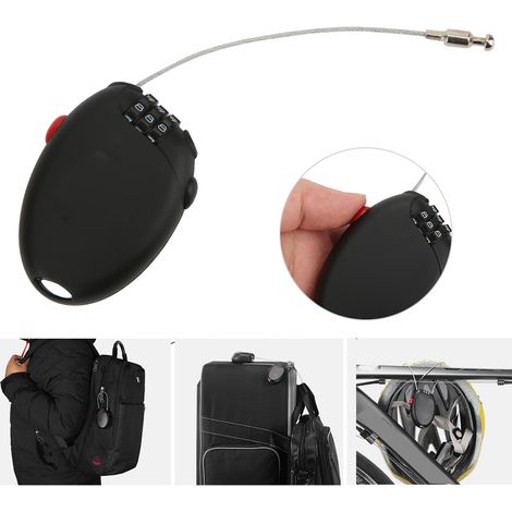 Câble de Vélo à Combinaison 3 Chiffres Antivol Acier Mini Noir Sécurité L-01