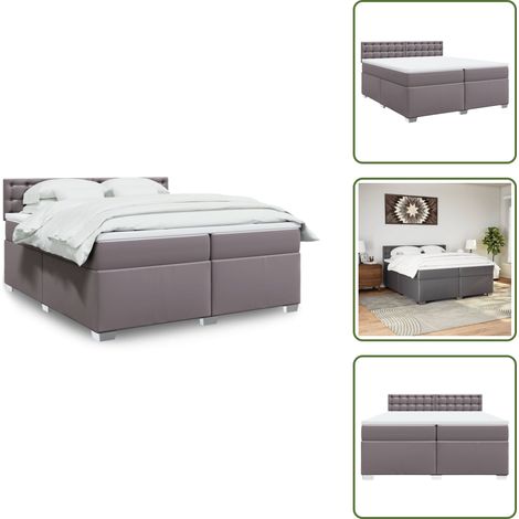 Boxspringbett mit Matratze Grau 200x200 cm Kunstleder - Boxspringbett - Doppelbett - Bettsofa - Luxusbett - Gästebett (1/5)