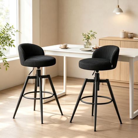 2er-Set Barhocker 42 x (80–87,5) x 42 cm in Schwarz, drehbar und höhenverstellbar (1/5)