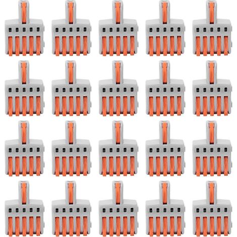 20 Stück SPL Schnellverbinder 1 Eingang 5 Ausgänge PushType Splitter Kupfer- und PC-Material Drahtanschluss (Orange)