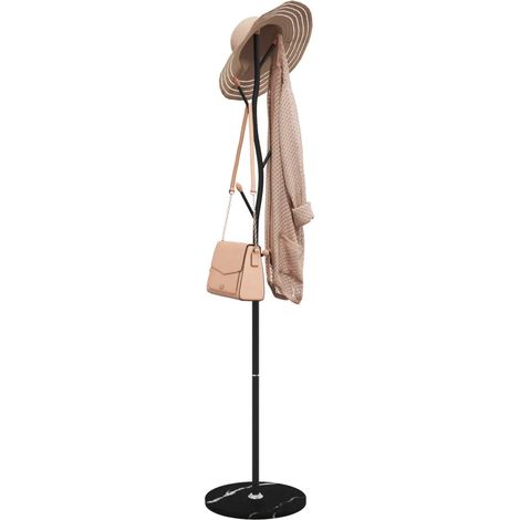 Porte-manteau noir pratique avec 8 patères rangement 177 x 37 cm en fer enduit de poudre noir (1/5)