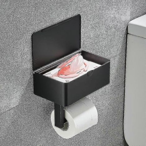 Porte-papier toilette design avec étagère - Distributeur de lingettes jetables et rangement intégré, compatible avec toutes les salles de bain, gardez vos lingettes humides à l'abri des regards - Fixa (1/5)