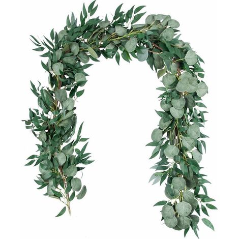 Guirlande Eucalyptus Artificielle - 4 Pièces - Longueur 200 cm - Couleur Vert Gris - Pour Porte Fenêtre Mur Décoration Intérieure Extérieure (1/5)