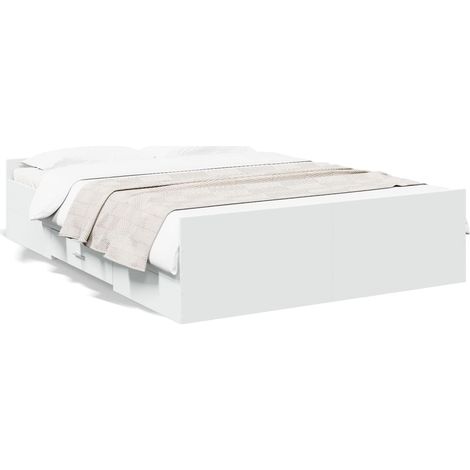 vidaXL Cadre de lit avec tiroirs sans matelas blanc 120x200 cm