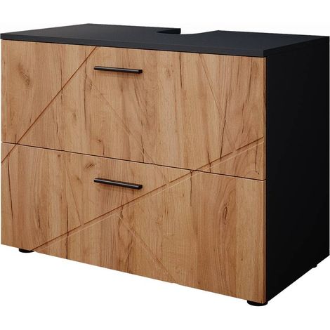 Meuble sous vasque simple Irma, Chêne doré/anthracite, 80 x 58.6 cm, Vicco — vue 2
