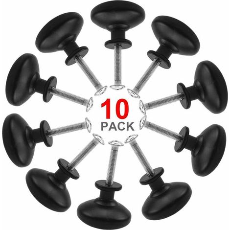 10PCS Black Drawer Door Handle, 30mm Furniture Knob, Single Hole Round Drawer Knobs, Door Knobs, Furniture Handles for Cupboard, Wardrobe, Kitchen, Children's Room (1/5)