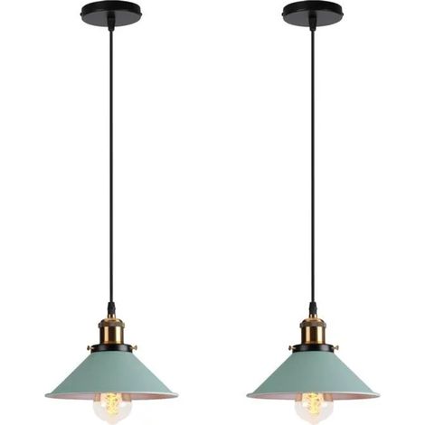 U-Do 2Pcs Suspension Luminaire illuminé Vintage Lustre Cage en Métal Vert 22cm Lampe Exquise pour Salon Couloir Entrée (1/4)