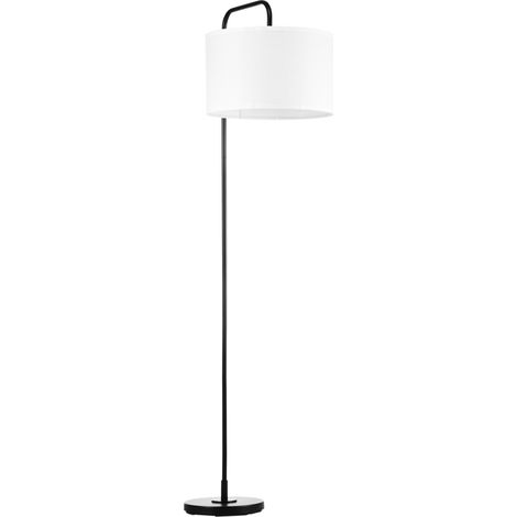 Lampadaire salon moderne en métal noir avec abat-jour en tissu, câble 180 cm - 64 x 38 x 163,5 cm (1/5)