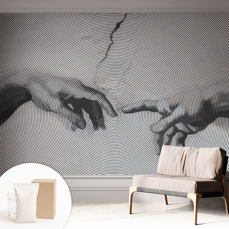Papier peint intissé mural avec imprimé pour décoration pour salon pour chambre à coucher pour entrée Mains hypnotiques 312x219 cm (1/5)