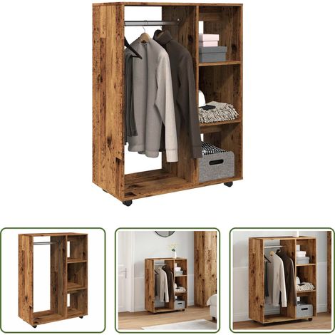 Kleiderschrank Altholz - Kleiderständer Altholz-Optik 80x40x110 cm Holzwerkstoff (1/5)