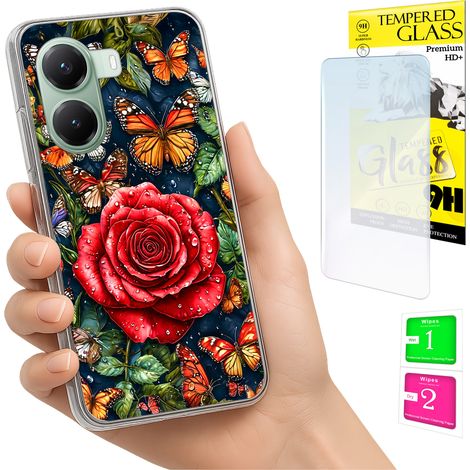 Schutzhülle für Xiaomi Poco X7 Pro 5G mit Foto-Rückseite, Schmetterlingsmotiv + 9H-Glas (1/5)