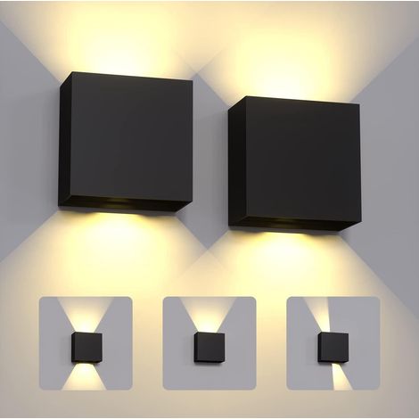 Lot de 2 Appliques Murales LED 6W Blanc Chaud 3000K, IP65 Étanche, Luminaires Intérieur Extérieur, Éclairage Montant Descendant (1/5)
