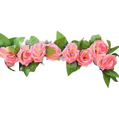 Guirlande de fleurs artificielles en soie, roses et lierre, à suspendre, pour mariage ou décoration intérieure à faire soi-mêmechampagne, rouge (1/5)