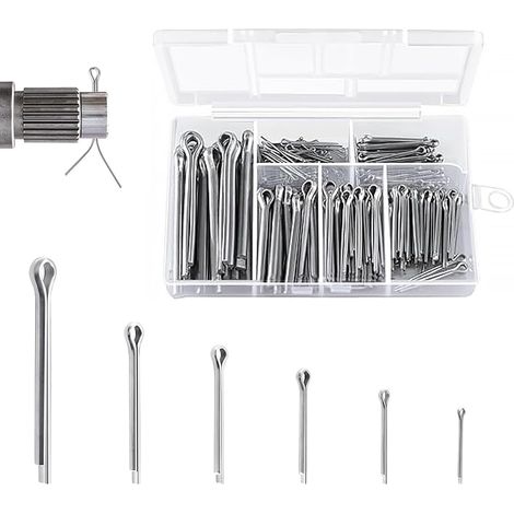 Assortiment de 260 Goupilles Fendues Inox (6 Tailles M1 à M5) avec Boîte, Goupilles à Ressort pour Auto (1/5)