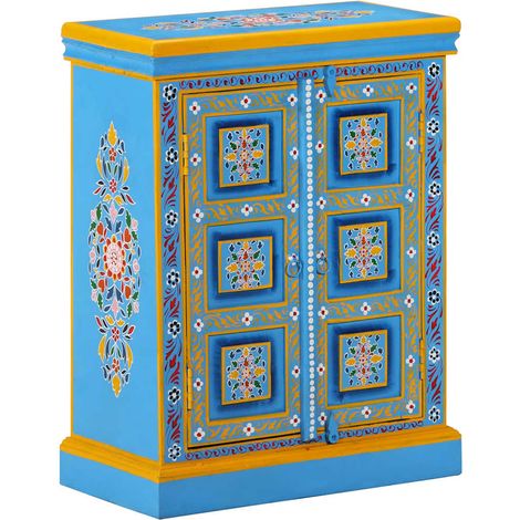 vidaXL Buffet Bois massif de manguier Peinture manuelle turquoise (1/5)