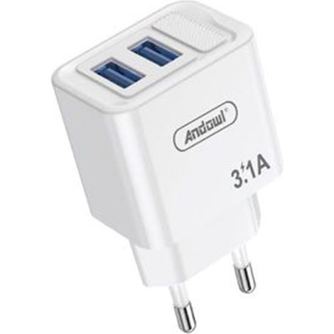 TRADE SHOP - Caricatore Caricabatterie Da Parete Dual Usb 3.1a Ricarica Rapida Cellulari Tablet Q-cd63 - (1/2)