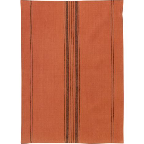 Torchon de Cuisine en Métis à Rayures Coloris Brique Rouge et Marron 50 x 70 cm - PANGIVO (1/3)