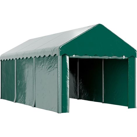 Tente garage carport 3 x 6m Auvent de voiture robuste avec 2 portes enroulables, toile 200g PE, vert