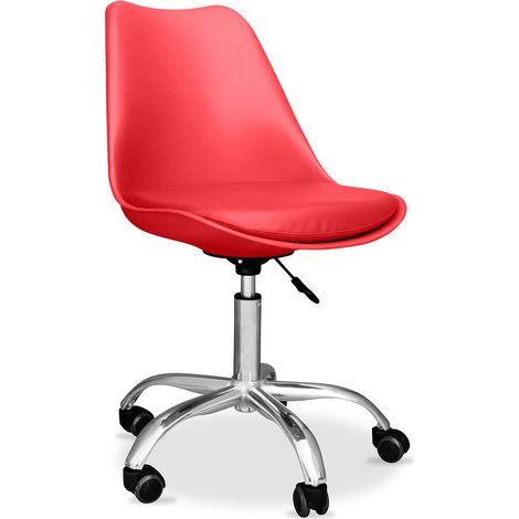 Sedia da ufficio con ruote - Sedia da scrivania girevole - Tulip Rosso