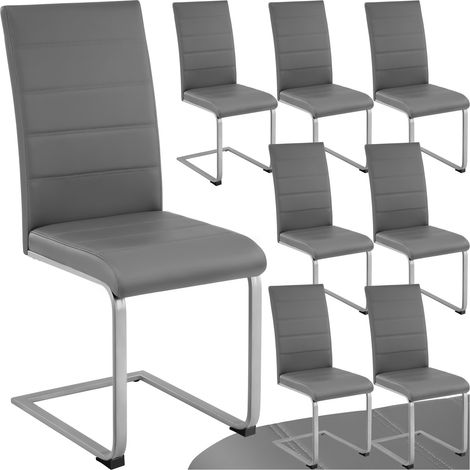 Lot de 8 chaises rembourrées avec en cuir synthétique ergonomique gris