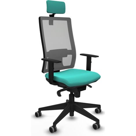 Horna sincro malla gris similpiel turquesa brazos 1D base piramidal cabecero 2D ruedas 65mm engomadas (1/5)