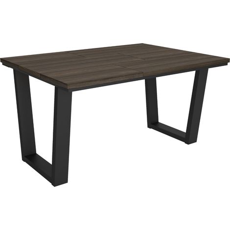Skraut Home - Tavolo da Pranzo, Cucina, Sala da pranzo, 140x90x74 cm, Per 6 persone, Tavolo Cucina, Stile industriale, Rovere scuro (1/5)