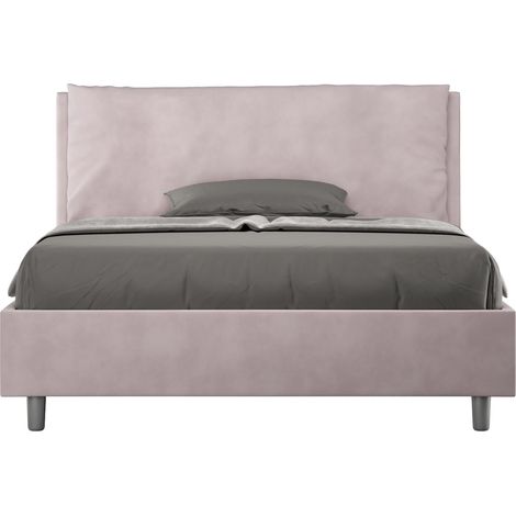 Letto alla Francese rivestito in Microfibra - ANTEA - Colore: Glicine - Tipologia Letto: Con Rete - Dimensione Rete: 140x200