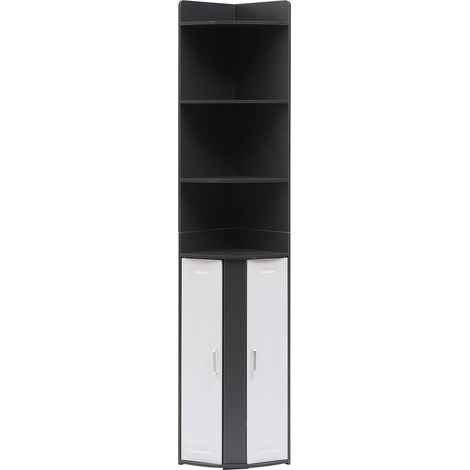 Tall Cabinet for Living Room Corner Cabinet Corner Shelf Unit, Tall Bookcase for Corner (Dark Grey) (1/5)