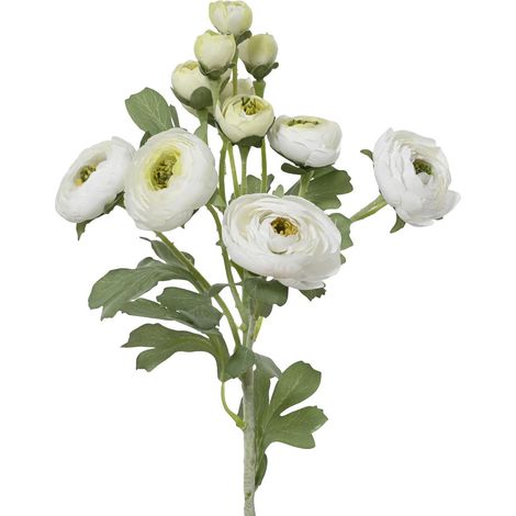 EVERLANDS Ranunkeln Weiß 6 Blüten & 6 Knospen 55 cm - Kunstblumen
