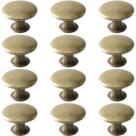 12 Boutons de Tiroir Vintage, Laiton Rond Poignée de Meuble Ancien, Metal Boutons de Placard Cuisine Salle de Bain, 30x21mm (1/4)