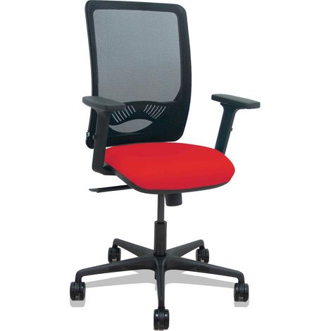 Sedia Zulema sincro maglia nera sedile bali rosso 2D braccioli rotelle 65mm