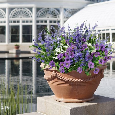 Lot de 18 fleurs artificielles et plantes vertes résistantes aux UV pour décoration extérieure, jardin, véranda, jardinière (1/5)