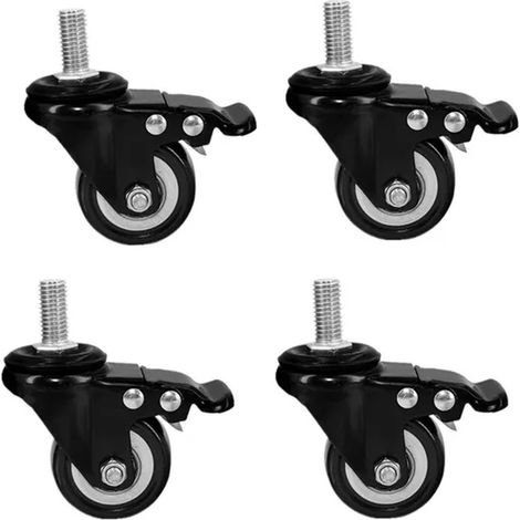 ZHIJIA PREMIUM lot 4 roulettes PU pivotantes freinées 10×25mm revêtement poudre charge 240kg pour chariot et meuble (1/4)