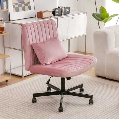 Silla de escritorio 67x54,6x92,9 cm en tejido rosa claro, regulable para escritorio FloraGrace (1/5)