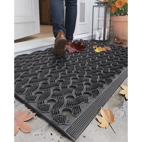 Paillasson Extérieur Entrée TPE 43x75 cm Gris – Tapis Antidérapant, Imperméable, Résistant, avec Connecteurs, Doux Pieds Nus, sans Odeur, Idéal Porte Patio Jardin (1/5)