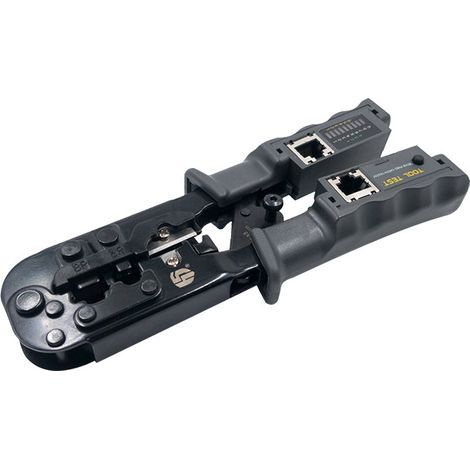 Herramienta de crimpado RJ45, alicates de trinquete modulares 4 en 1 para cables de red de telecomunicaciones de 6 pines/8 pines/4 pines. (1/5)
