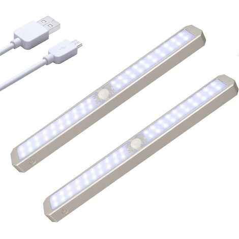 Barre lumineuse LED sous meuble, éclairage de placard à détecteur de mouvement, rechargeable par USB, éclairage magnétique pour cuisine. (1/5)