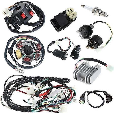 Un faisceau de câblage électrique complet et une bobine CDI compatibles avec les quads et karts ATV GY6 150CC. (1/5)