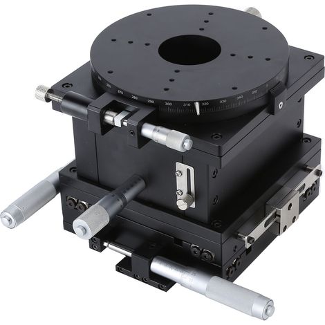 Plateau de translation XYZR axes 160mm, réglage fin à molette, déplacement précis, croisillon à rouleaux, plateforme coulissante ajustable (1/5)