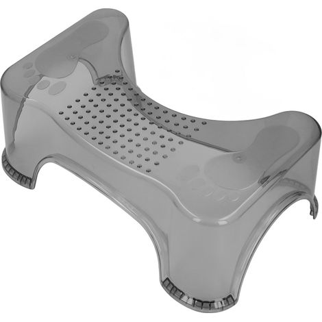 Tabouret de toilette pour enfants antidérapant, tabouret de salle de bain épais pour s'accroupir, idéal pour la maison ou le bureau, gris transparent (1/5)