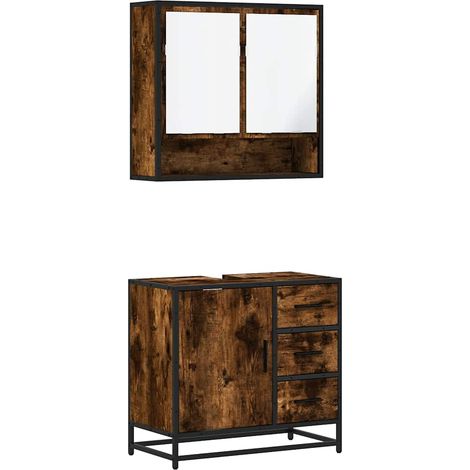 Maison Exclusive - Set Mobili da Bagno 2 pz Rovere Fumo in Legno Multistrato (1/5)