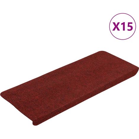 Alfombrilla autoadhesiva de escalera 15 uds rojo 65x24,5x3,5 cm vidaXL
