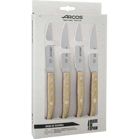 Arcos Series Knives de Table Knives, Set de Table Knives de 4 pcs, Cutlery Knives, Blade Edge de Stainless Steel Nitrum de 110 mm, Handle Rosewood Colour Light Brown