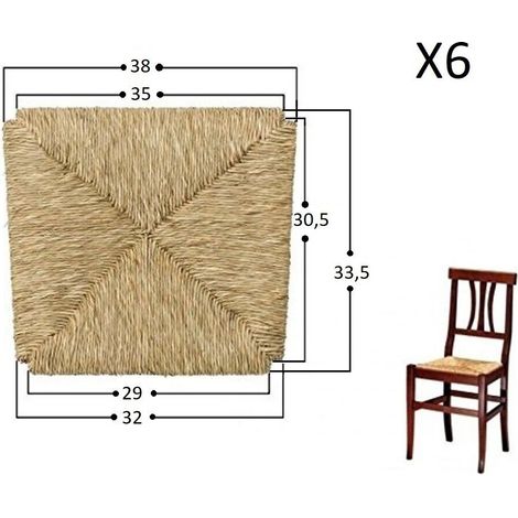 Okaffarefatto – Galette de chaise en paille – Lot de 6 pièces – Remplacement facile pour chaises Arte Povera – Dimensions standards adaptées